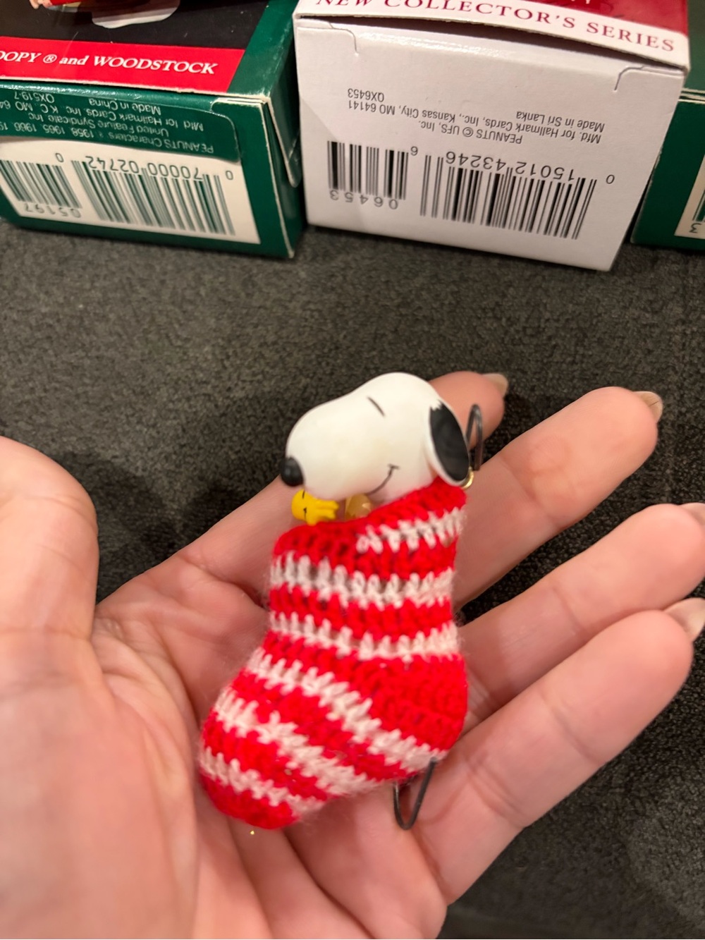 Peanuts Snoopy Red & White Striped Holiday Stocking Pet ornament